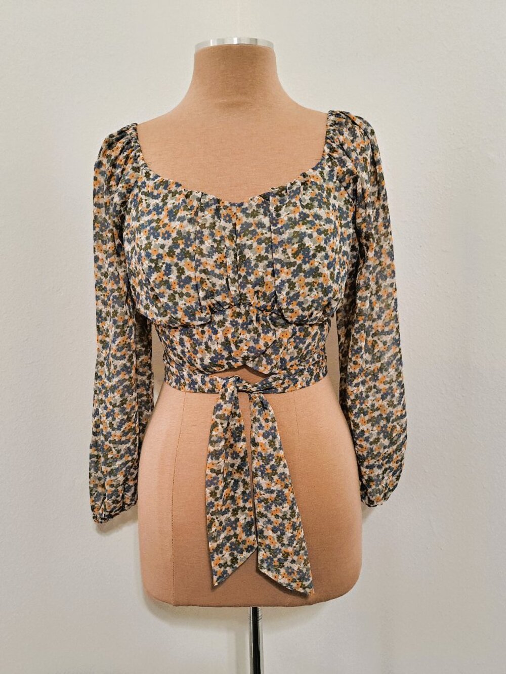 Jopna Juniors Cropped Floral Lining Top Long Sleeve Multicolor Size L